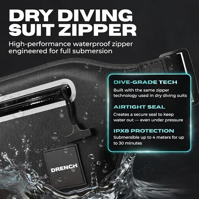 Drench 100% Underwater Waterproof Fanny Pack. Waist Pack. Submersible Waterproof Phone Pouch. Dry Bag for Swimming Boating SUP &amp Snorkelling. Underwater Phone case. Floating Belt Bag