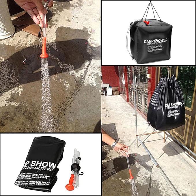 Solar Shower Bag 10Gallons/40L – Camping Shower Portable Solar Heating Bag with On/Off Switch Large Nozzle Shower Header for Outdoor Travel Swimming Beach Hiking Cycling Picnic