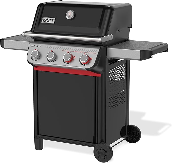 Weber Spirit E-425 Liquid Propane Gas Grill for Outdoor Cooking and BBQ 4 Burner Black – Porcelain-Enameled Cast-Iron Grates 2 Boost Burners &ampSear Zone