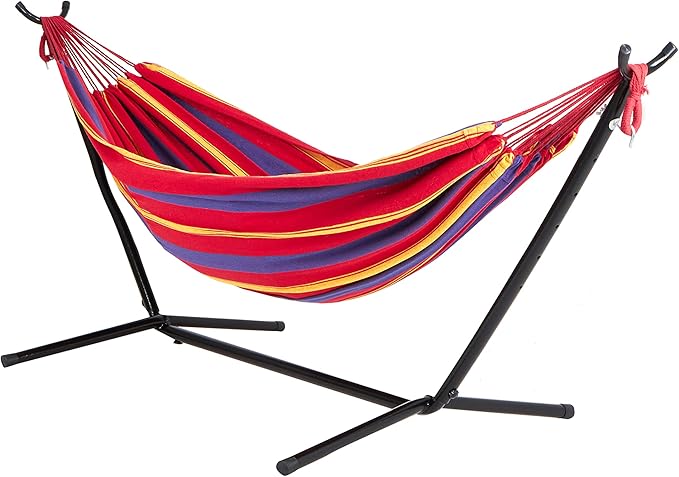 Bliss Hammocks 60 Wide Hammock &amp Built-in Stand w/Carrying Case &amp Hanging Hardware Indoor Outdoor Poolside Patio Backyard Heavy Duty Strong &amp Durable 400 Lbs Capacity