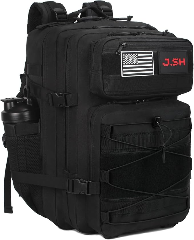 J.SH Daily 25L Military Tactical Backpack for Men EDC MOLLE Backpack 900D Oxford Nylon Assault Rucking Pack Portable Tactical Gear for Outdoor Hiking Gym Rugged Survival &amp Bug Out Bag - Blac