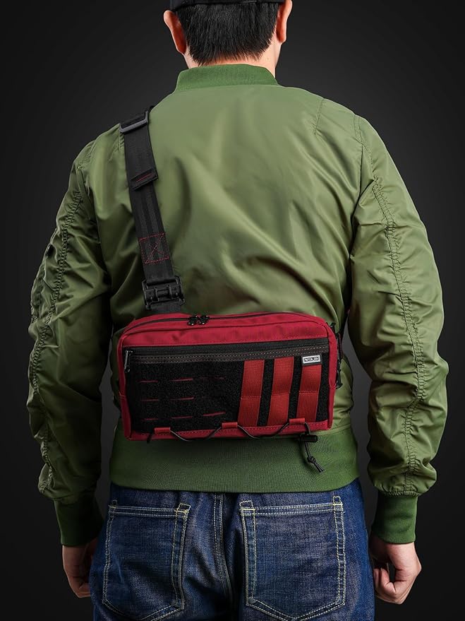TACTICAL_GEEK Crossbody Shoulder Bag Multipurpose Daypack Chest Backpack Casual Sling Bag for Men &amp Women (L3C-Red)