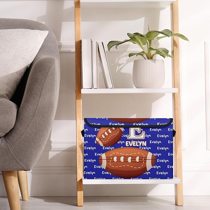 American Football Sports Custom Storage Bins with Lid Foldable Fabric Personalized Storage Basket Box with Handle Storage Organizer Container for Home Bedroom Closet