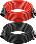 Solar Panel Extension Cable - 12AWG 30FT Solar Wire with Female &amp Male Waterproof Connector PV Wire for RV Photovoltaic Systems Home Boat Solar Panels Car(30ft Red + 30ft Black)