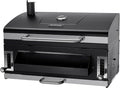 Built-in Charcoal Grill Large BBQ Grills with Liftable Tray Insulated Hood &amp Temp Gauge Black Stainless Steel Barrel Grill for Outdoor Kitchen Family BBQ Parties &amp Patio Use