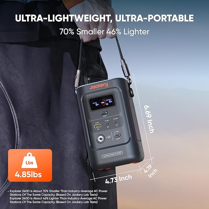 Jackery Explorer 240D Power Bank and 40W Solar Panel (80000mAh) LiFePO4 Battery Portable Power Station USB-C Cable Included200W DC Output1-Hour Fast Charging Compact for Outdoor Camping Travel