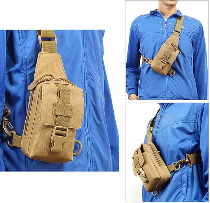 EDC Shoulder Bag Chest Pack Single Shoulder Messenger Tactical Military Bag Sport Backpack Hiking Daypack Men Women (Black)