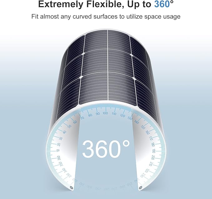 Solarapex 2-Pack 100watt Flexible Solar Panel -Lightweight Mono Solar with ETFE Coating IP68 Waterproof Fiberglass Protection for 12V Battery Charging in RV Boat Marine Camping &amp Off-Grid(200