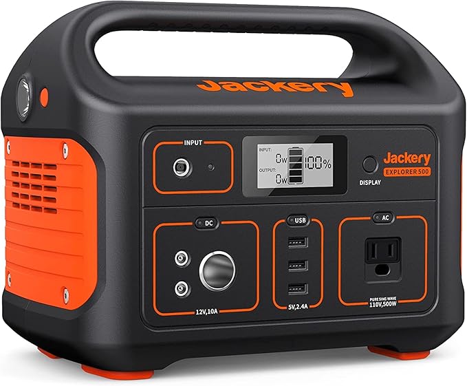 Jackery Portable Power Station Explorer 500 518Wh Outdoor Solar Generator Mobile Lithium Battery Pack with 110V/500W AC Outlet for Home Use Emergency BackupRoad Trip Camping (Solar Panel Optional)