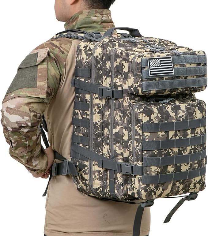 45L Tactical Backpack Large Capacity Outdoor Rucksack 3 Day Fitness Hiking Bag Hiking Camping Gear Backpacks Indian Bag Black (Pack of 1)