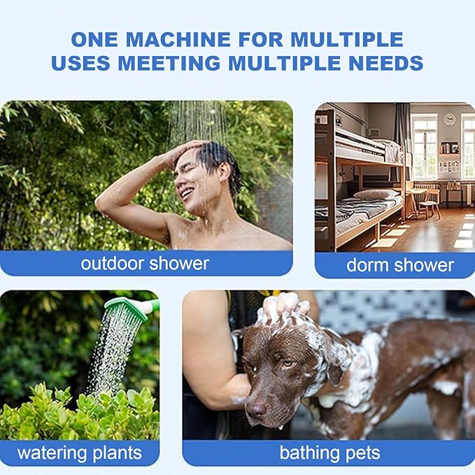 Portable camping shower outdoor camp shower pump multiple spray modes rechargeable suitable for travel hiking pet cleaning car washing