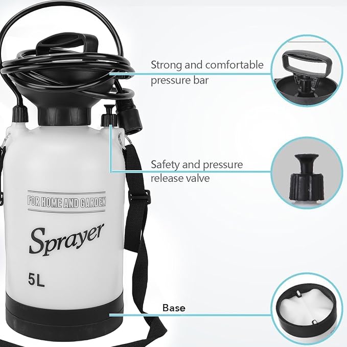 Luocute Portable Shower 5L Outdoor Camping Shower Pump with 360Deg Rotating Nozzle and Pressure Release Valve for Hiking Travel Beach Pet Car Wash
