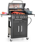 Captiva Designs 4-Burner Propane Gas BBQ Grill with Side Burner &amp Porcelain-Enameled Cast Iron Grates 46700 BTU Output for Outdoor Cooking Kitchen and Patio Backyard Barbecue Black