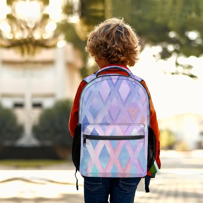 Girls Backpack Cute Pastel Geometric Backpacks for School Lightweight Large Capacity Student Bookbag for Elementary Middle Teen Girls Back to Schools Travel Daypack 17.32 x 12.59 x5.9