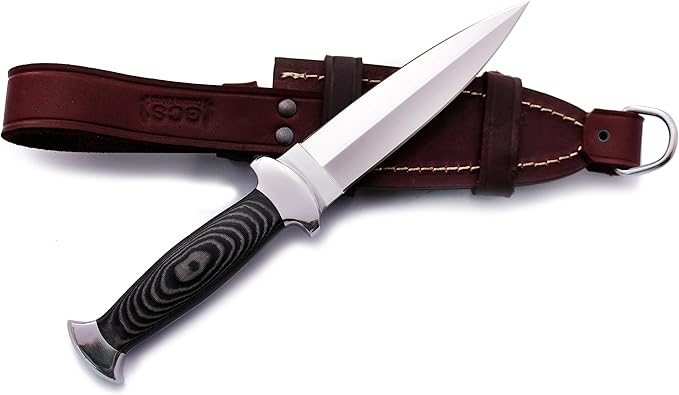 GCS Handmade Micarta Handle D2 Tool Steel Tactical Hunting Knife with leather sheath Full tang blade designed for Hunting &amp EDC GCS 183