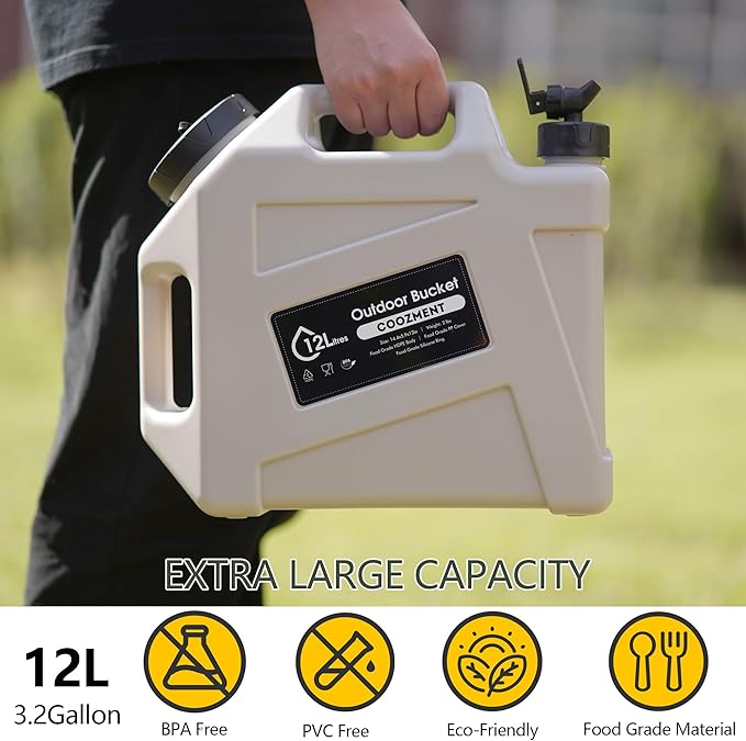 3.2 Gallon/5 Gallon Water Containers with Spigot BPA Free Water Jug Military Green Water Tank Multifunction Water Storage Containers for Camping Outdoor HikingEmergency Stroage
