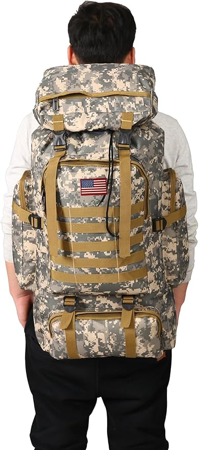 JUMAHE Rugged 80L Military Backpack for Men Versatile Waterproof and Breathable Ideal for Camping Hiking and Travel (Grey)