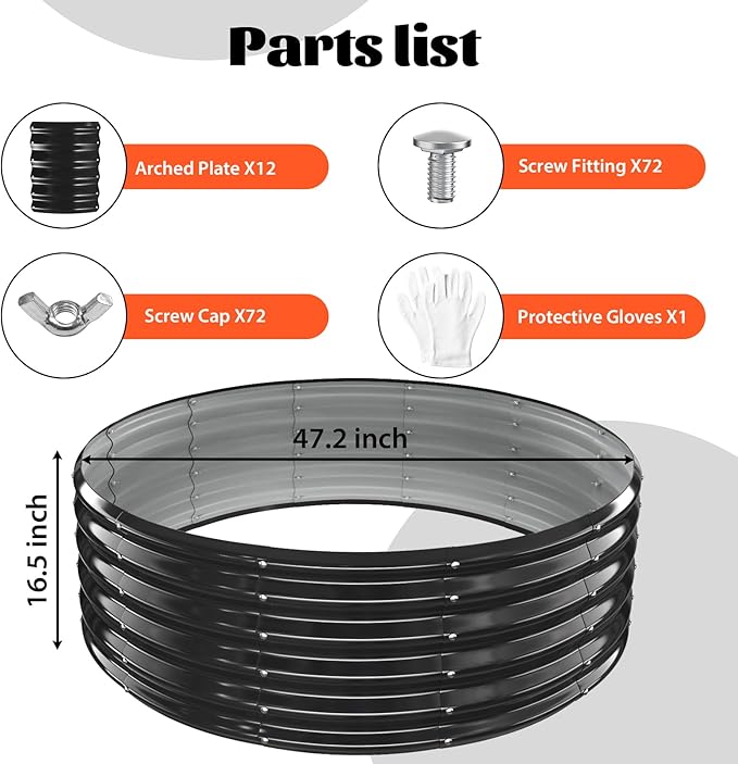 YSEJOMP 48 Inch Round Galvanized Fire Pit Ring/Fire Ring - Foldable and Perfect for Outdoor Gatherings and Campfires in The Yard/Garden/Park/Beach (Black+Gray 4 FT Diameter+1.5 FT Tall)