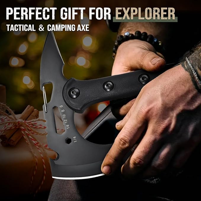 Freelander Damascus Fixed Blade Knife Bundle with Sharp Outdoor Axe