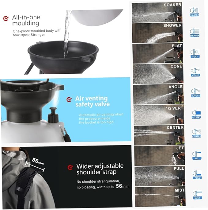 Portable Camping Shower 8L Portable Shower with 10 Modes Sprayer Head and 9.84ft Hose for Garden Picnic
