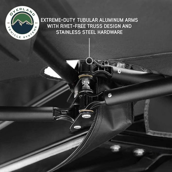 Overland Vehicle Systems - XD Nomadic 270 LTE - Awning w/Lights Passenger Side Black Trim w/Black Travel Cover