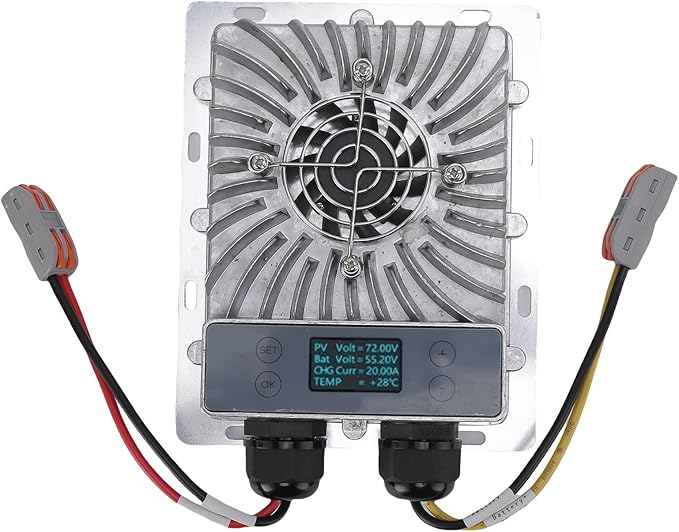 GOTOTOP Boost MPPT Solar Charge Controller 24V 36V 48V 60V 72V 1200W Solar Panel Regulator with LCD Display Cooling Fan for Lithium Ion Gel Flooded Batteries