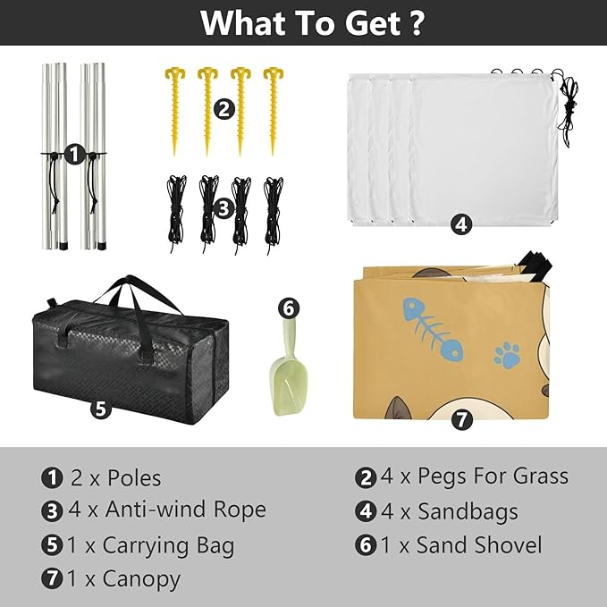 Beach Canopy with Windproof Ropes &amp Sandbags Beach Tent Sun Shade Sun Shelter for Camping Trips Fishing Backyard Fun or Picnics Cat