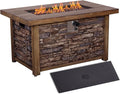 Afterglow Outdoor Retangular TerraFab Propane Fire Pit Table for Outside Patio Backyard Garden with Weather Cover and Lava Rocks 50000 BTU 43.5”Lx27.36”Wx23.8”H Brown CSA Certificated