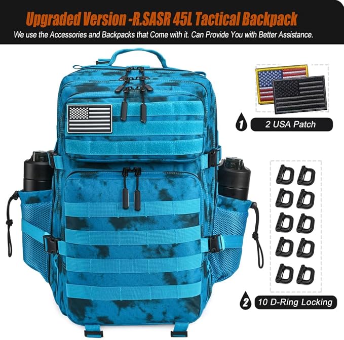 45L Tactical Backpack for Men Women Military Assault Pack with MOLLE Large 3 Day Bug Out Bag for Hiking Camping