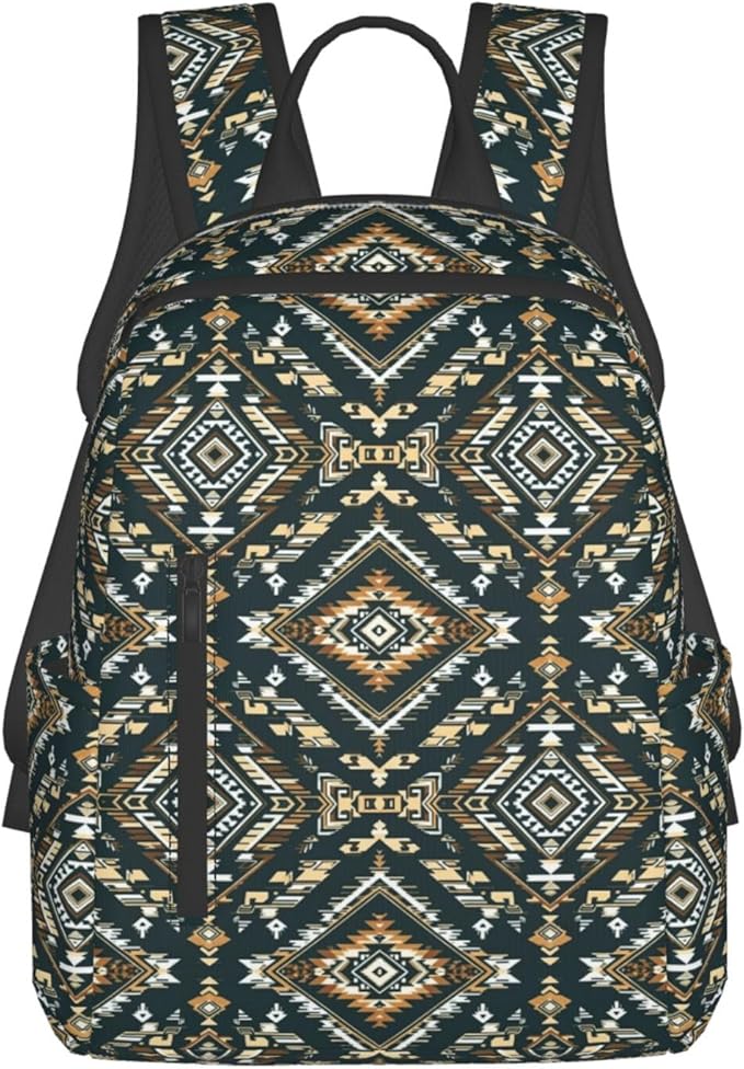 Laptop Backpack Travel Backpack Large Diaper Bag Doctor Bag Backpack for Women &amp Men (Ethnic Indiana Southwest Western Tribal Aztec green)