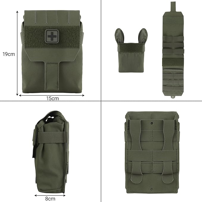 Small Tactical First Aid Pouch Lightweight Medical Kit Bag for MOLLE Straps Compact Organizer for Chest Rigs Battle Belts Hiking Packs