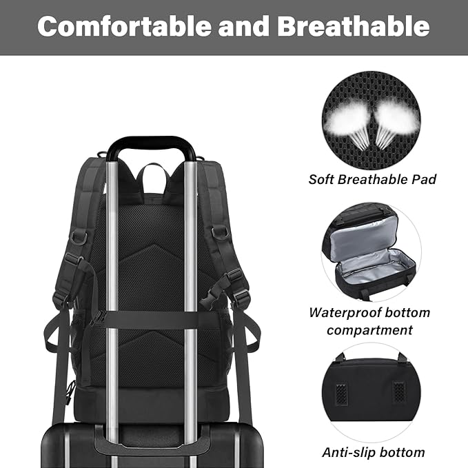 MOSISO 23L Tactical Backpack with Bottom Insulated Cooler Military Daypack 3 Day Assault Pack Army Rucksack Bug Out Bag with USA Flag Patch for Men Women Sport Outdoor Hiking Camping Training Black
