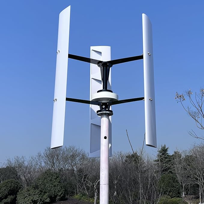 800W 24V Vertical Axis Wind Turbine VAWT 3 Blades Wind Power Generator Off Grid System Kits Low Noise Wind Generators with MPPT Charge Controller to Charge 24V Battery