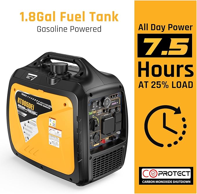 5000 Watts Portable Dual Fuel Inverter Generator– Small Gasoline LPG Powered for Home Backup Camping RV Tailgating with CO Protection Eco Mode Recoil/Electric/Remote Start Parallel Capable
