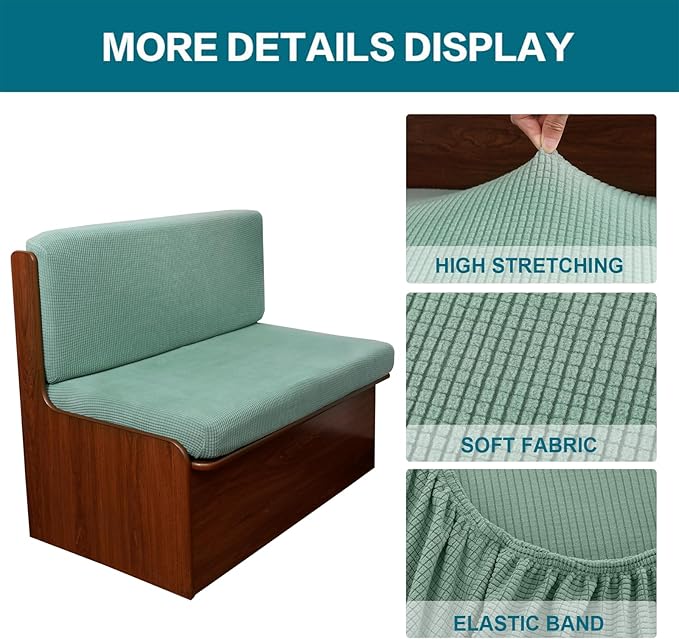 KRFOONN RV Dinette Cushion Covers Stretch Camper Cushions Cover Replacement Couch Cushion Slipcovers Washable Loveseat Slipcovers for Travel Trailer Couch (2 Backrest Cover &amp 2 Bench Cover Green)