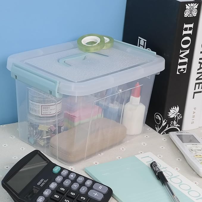 Gloreen 6 Packs 6 Quart Clear Lidded Storage Bins Plastic Latching Container Box with Handle