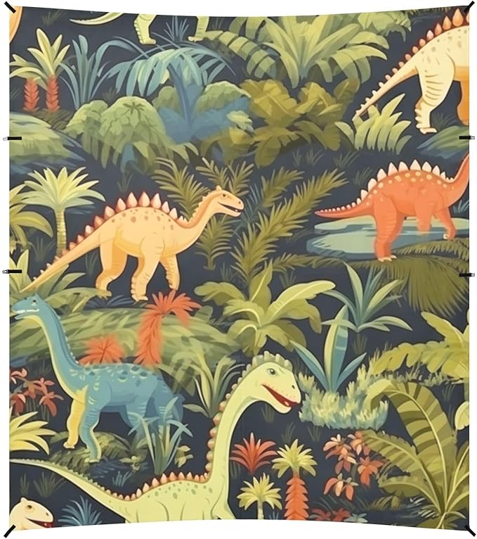 ALAZA Vintage Tropical Dinosaur Foral Beach Tent Sun Shelter Portable Canopy Sunshade for Outdoor Camping Picnics Backyard Fun 10x9 ft
