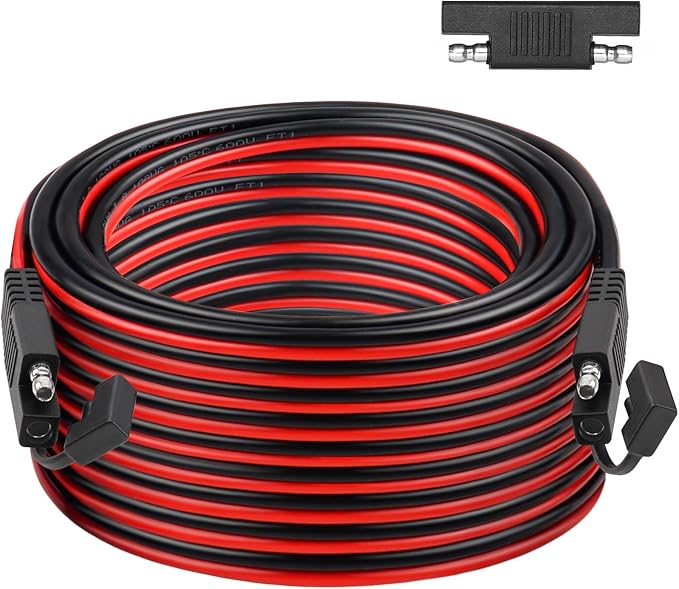 SAE Extension Cable 10AWG 100FT Quick Disconnect Tinned Copper Wire with SAE Connector Wire for Solar Panel Battery Tender Motorcycle Automotive RV Cars Tractor 10 Gauge