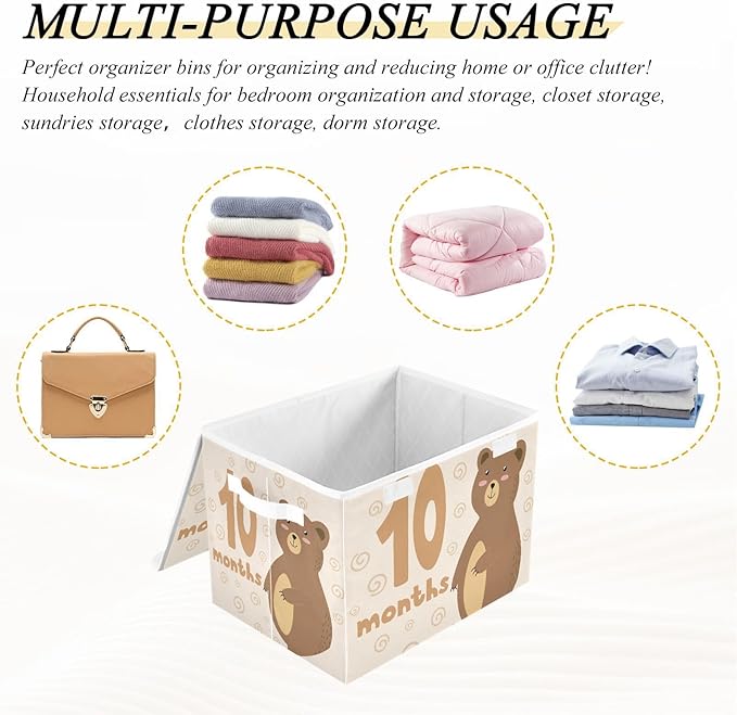 10_months Storage Bins with Lid Foldable Closet Organizers Garage Storage Bins for Home Studyroom Office Basket