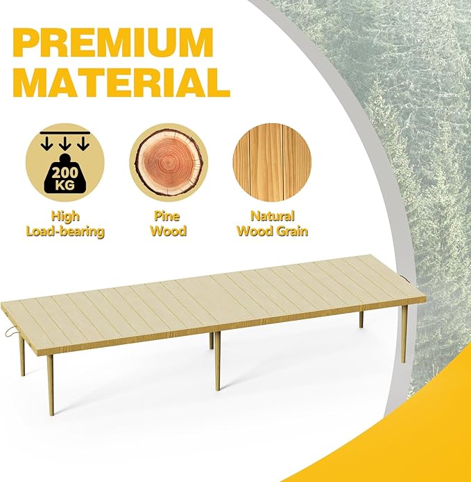 30x90 Inch Boho Low Picnic Wood Table - Foldable Design And And 2 Set Of Wood Table Leg For Sitting On The Floor Low Height Floor Picnic Table Encourage A Laid-back Vibe At Home Or In Nature