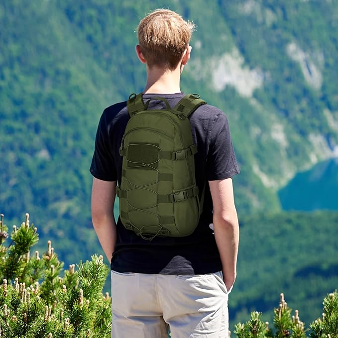 HUNTVP Tactical Backpack Outdoor MOLLE Military Hunting Rucksack Gear Assault Travel Daily 25L Pack Bag for Working Camping (Army Green)