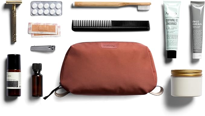 Bellroy Toiletry Kit (Unisex Toiletry Bag Zipper Closure Water-Resistant Lining Toothbrush Sleeve with Magnetic Closure Internal Mesh Pocket Organization) -Bronze