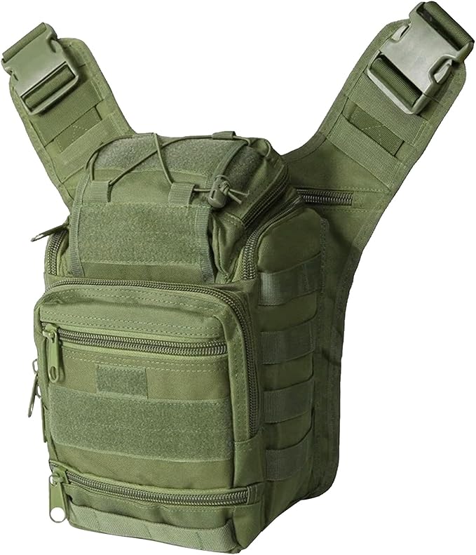 Tactical Backpack for MenMilitary Sport Bag Pack Sling Shoulder Backpack Tactical Crossbody Bag EDC Molle Assault Range Bag Chest Pack for Hiking Camping Outdoor - Green