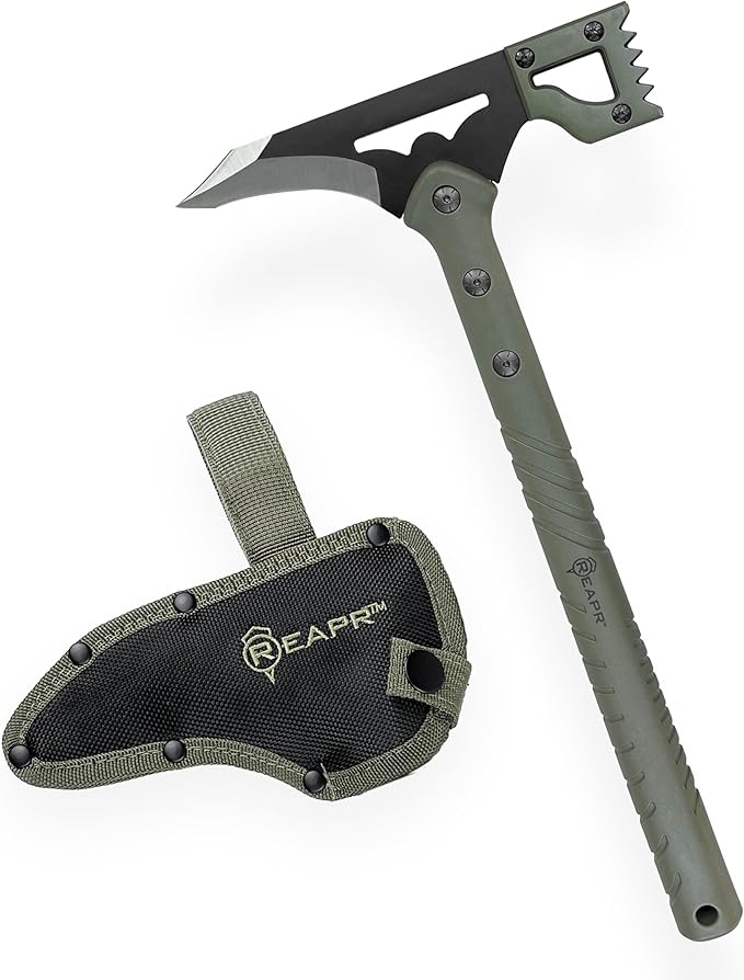 REAPR Battle Hammer – 15¾″ Fixed‑Head Hammer Axe with 3¼″ Cutting Blade Spike End &amp Nylon Handle with MOLLE-Compatible Sheath Ideal Demolition &amp Tactical Use