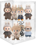 Acrylic Display Case - 2 Layers Transparent Doll Display Box Oversized with Magnetic Lid and Removable Partitions for Storing Dolls Models and Cosmetics