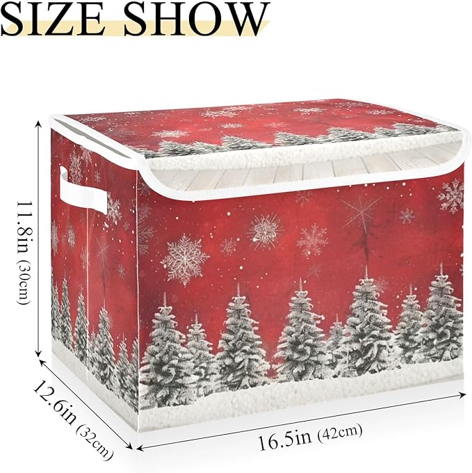 senya Christmas Baskets Collapsible Storage Bins with Lids Christmas Trees Snowflakes Print Storage Boxes Clothes Baskets for Organizing B06D22020
