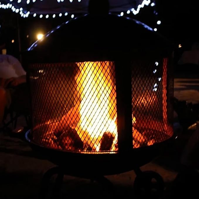 Four Seasons Courtyard Outdoor Fire Pit with Sliding Door and Top Lid 28