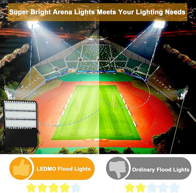 ledmo 360W LED Flood Light Super Bright 42000LM 5000K Adjustable Mount Outdoor Stadium Lights LED Arena Lights Commercial Lighting Fixture for GarageYard