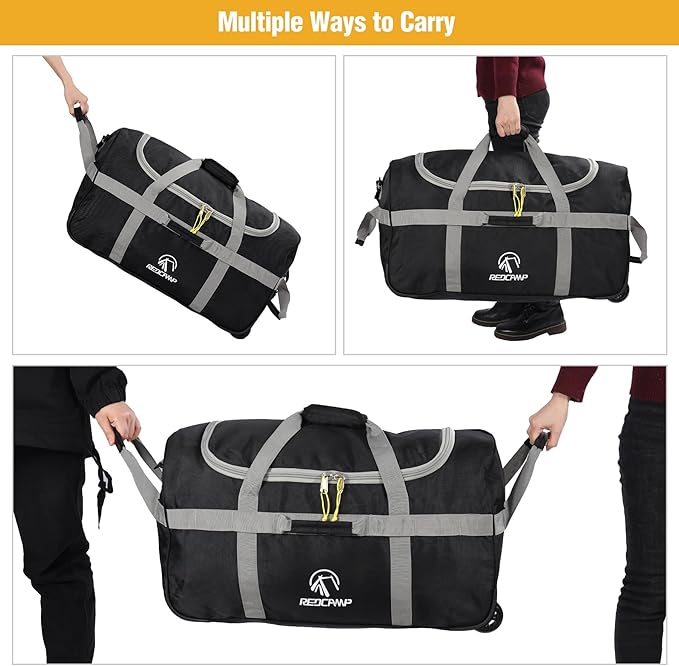 REDCAMP 85L/120L/140L Foldable Duffle Bag with Wheels Large Travel Duffel Bag