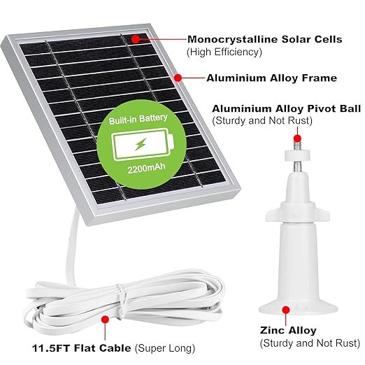 UYODM 2PACK Solar Panel Compatible with SimpliSafe Outdoor Security CameraPower Your SimpliSafe Outdoor Camera continuouslyAL Alloy Frame Durable and Sturdy - Silver